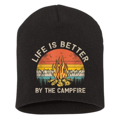 Life Is Better By The Campfire Camping Campfire Short Acrylic Beanie