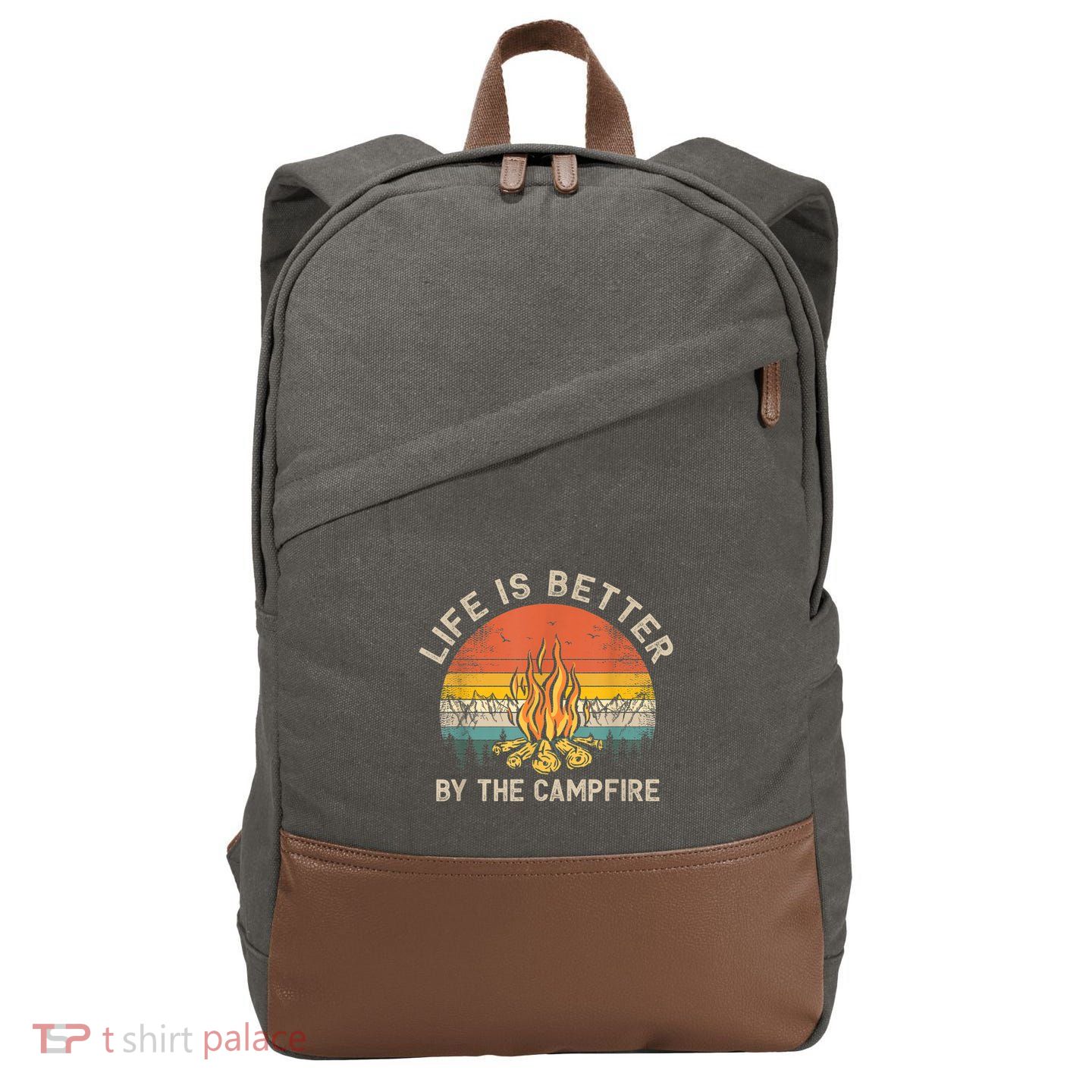 Life Is Better By The Campfire Camping Campfire Cotton Canvas Backpack
