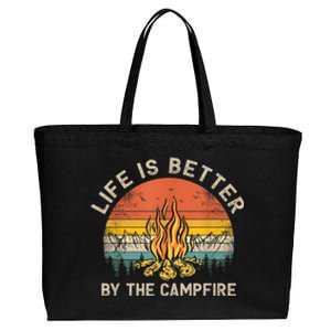 Life Is Better By The Campfire Camping Campfire Cotton Canvas Jumbo Tote