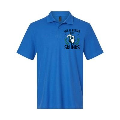 Life Is Better With Skunks Funny Fart Squirrel Animal Quote Cool Gift Softstyle Adult Sport Polo