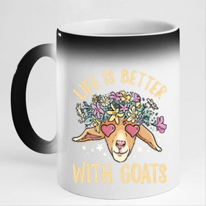 Life Is Better With Goats For Goat Whisperer Goat Gift 11oz Black Color Changing Mug