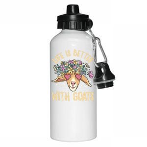 Life Is Better With Goats For Goat Whisperer Goat Gift Aluminum Water Bottle