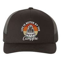 Life Is Better By The Campfire Vintage Retro Camping Yupoong Adult 5-Panel Trucker Hat