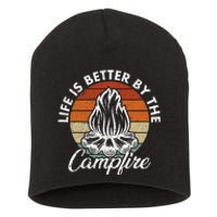 Life Is Better By The Campfire Vintage Retro Camping Short Acrylic Beanie