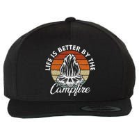 Life Is Better By The Campfire Vintage Retro Camping Wool Snapback Cap