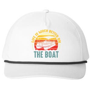 Life Is Better On A Boat Captain Boater Boating Retro Gift Snapback Five-Panel Rope Hat