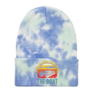 Life Is Better On A Boat Captain Boater Boating Retro Gift Tie Dye 12in Knit Beanie