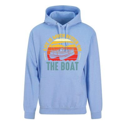 Life Is Better On A Boat Captain Boater Boating Retro Gift Unisex Surf Hoodie