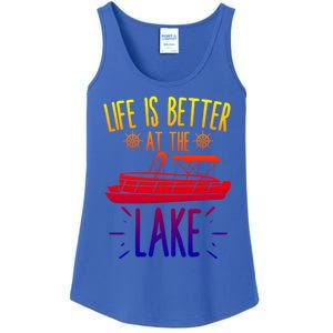 Life Is Better At The Lake Pontooning Boat Gift Ladies Essential Tank