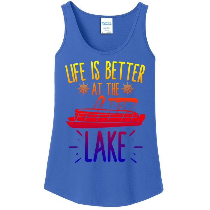 Life Is Better At The Lake Pontooning Boat Gift Ladies Essential Tank