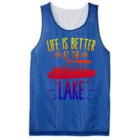 Life Is Better At The Lake Pontooning Boat Gift Mesh Reversible Basketball Jersey Tank