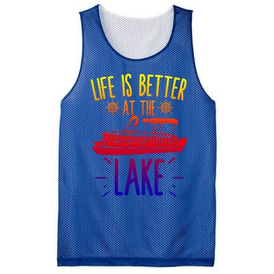 Life Is Better At The Lake Pontooning Boat Gift Mesh Reversible Basketball Jersey Tank