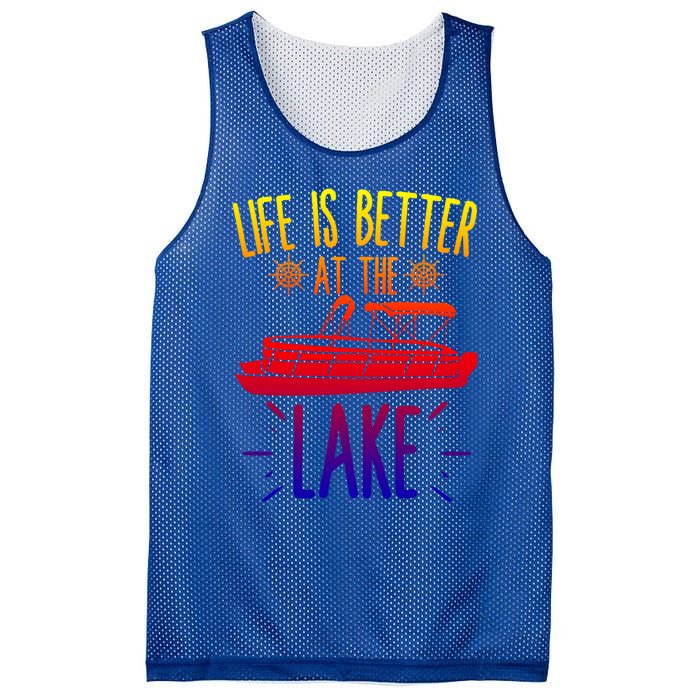 Life Is Better At The Lake Pontooning Boat Gift Mesh Reversible Basketball Jersey Tank