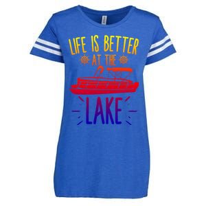 Life Is Better At The Lake Pontooning Boat Gift Enza Ladies Jersey Football T-Shirt