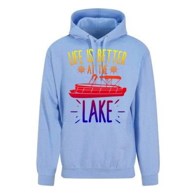 Life Is Better At The Lake Pontooning Boat Gift Unisex Surf Hoodie