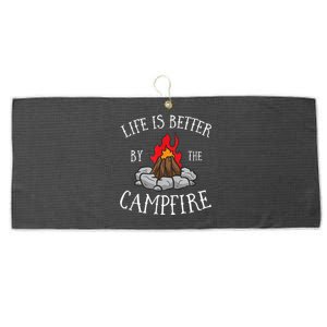 Life Is Better By The Campfire Scouts Camping Campfire Large Microfiber Waffle Golf Towel