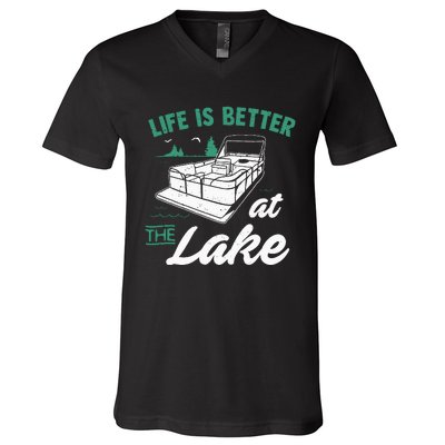 Life Is Better At The Lake Pontoon Boat V-Neck T-Shirt