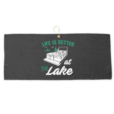 Life Is Better At The Lake Pontoon Boat Large Microfiber Waffle Golf Towel