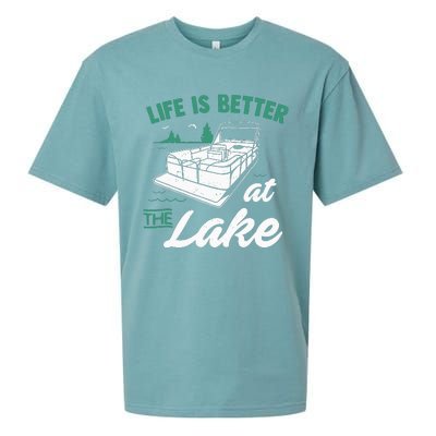 Life Is Better At The Lake Pontoon Boat Sueded Cloud Jersey T-Shirt