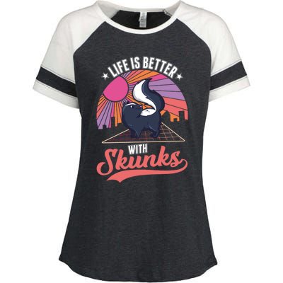 Life Is Better With Skunks Gift Enza Ladies Jersey Colorblock Tee