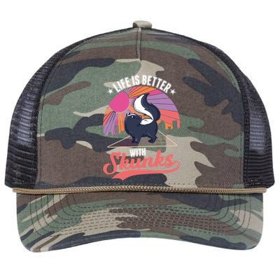 Life Is Better With Skunks Gift Retro Rope Trucker Hat Cap