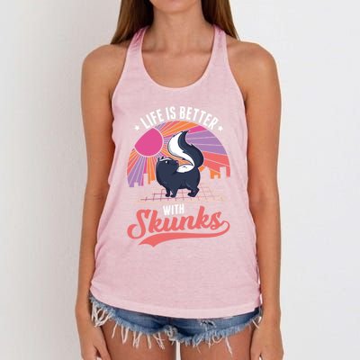 Life Is Better With Skunks Gift Women's Knotted Racerback Tank