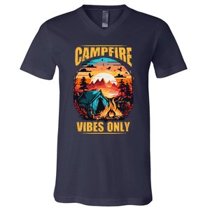 Life Is Better At The Campfire Funny Camper Camp Camping V-Neck T-Shirt