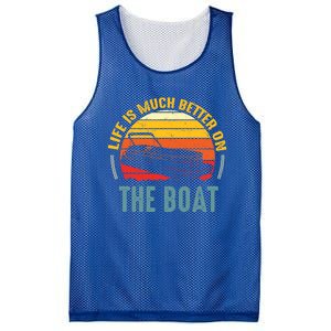 Life Is Better On A Boat Captain Boater Boating Retro Funny Gift Mesh Reversible Basketball Jersey Tank