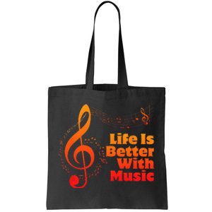 Life Is Better With Music Theory Musician Teacher Notes Clef Tote Bag