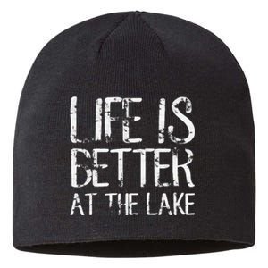 Life Is Better At The Lake Funny Camping Fishing Sustainable Beanie