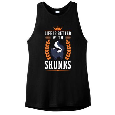 Life Is Better With Skunks Gift Ladies PosiCharge Tri-Blend Wicking Tank