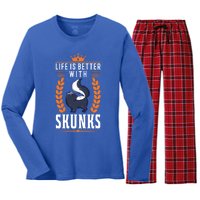 Life Is Better With Skunks Gift Women's Long Sleeve Flannel Pajama Set 