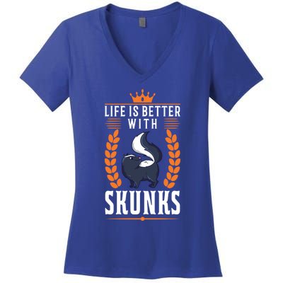 Life Is Better With Skunks Gift Women's V-Neck T-Shirt