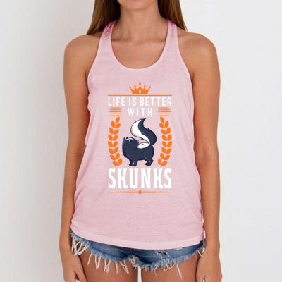 Life Is Better With Skunks Gift Women's Knotted Racerback Tank