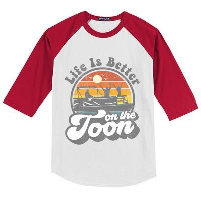 Life Is Better On The Toon Funny Pontoon Boat Boating Gift Kids Colorblock Raglan Jersey