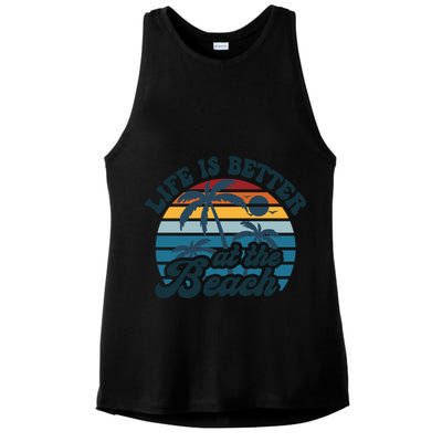 Life Is Better At The Beach Girls Trip Summer Vacation Retro Great Gift Ladies PosiCharge Tri-Blend Wicking Tank
