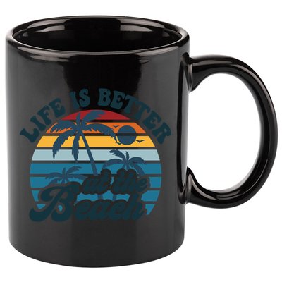 Life Is Better At The Beach Girls Trip Summer Vacation Retro Great Gift 11oz C Handle Ceramic Mug