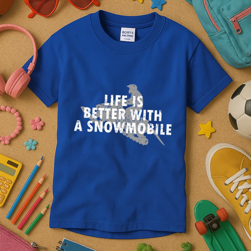Life Is Better With A Snowmobile Lover Motor Sled Sledder Funny Gift Kids T-Shirt