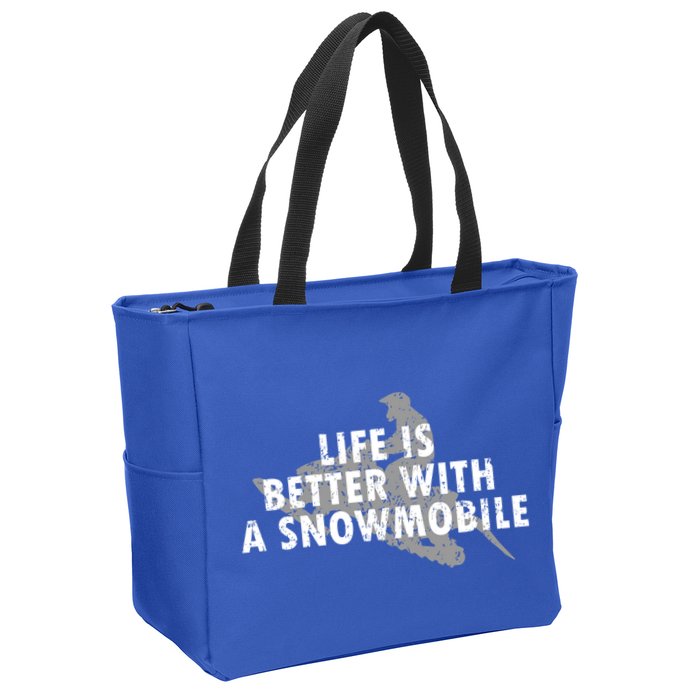 Life Is Better With A Snowmobile Lover Motor Sled Sledder Funny Gift Zip Tote Bag
