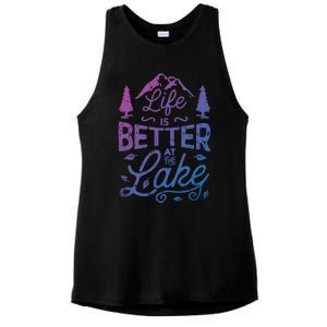 Life Is Better At Lake Funny Gift Fishing Boating Sailing Funny Gift Ladies PosiCharge Tri-Blend Wicking Tank