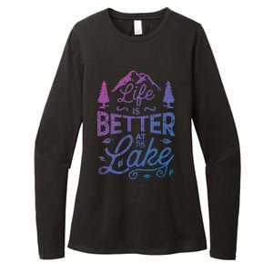 Life Is Better At Lake Funny Gift Fishing Boating Sailing Funny Gift Womens CVC Long Sleeve Shirt