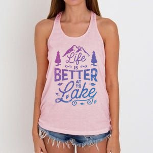 Life Is Better At Lake Funny Gift Fishing Boating Sailing Funny Gift Women's Knotted Racerback Tank