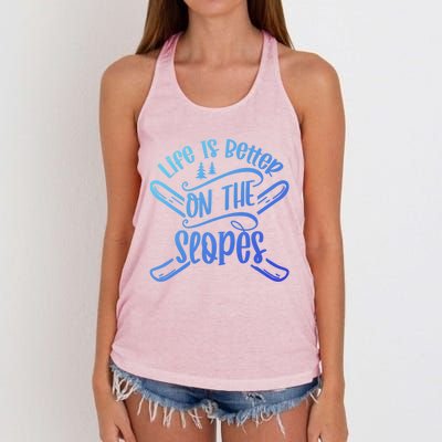 Life Is Better On The Slopes Skier Ski Skiing Skiers Meaningful Gift Women's Knotted Racerback Tank