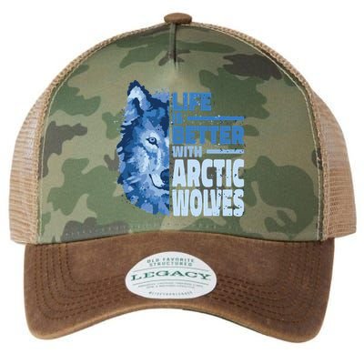 Life Is Better With Arctic Wolves Retro Arctic Wolf Gift Legacy Tie Dye Trucker Hat