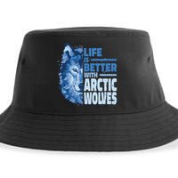 Life Is Better With Arctic Wolves Retro Arctic Wolf Gift Sustainable Bucket Hat