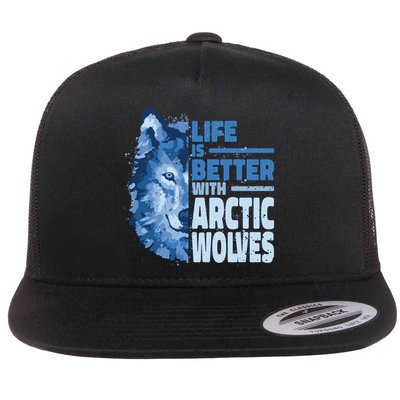 Life Is Better With Arctic Wolves Retro Arctic Wolf Gift Flatbill Hat