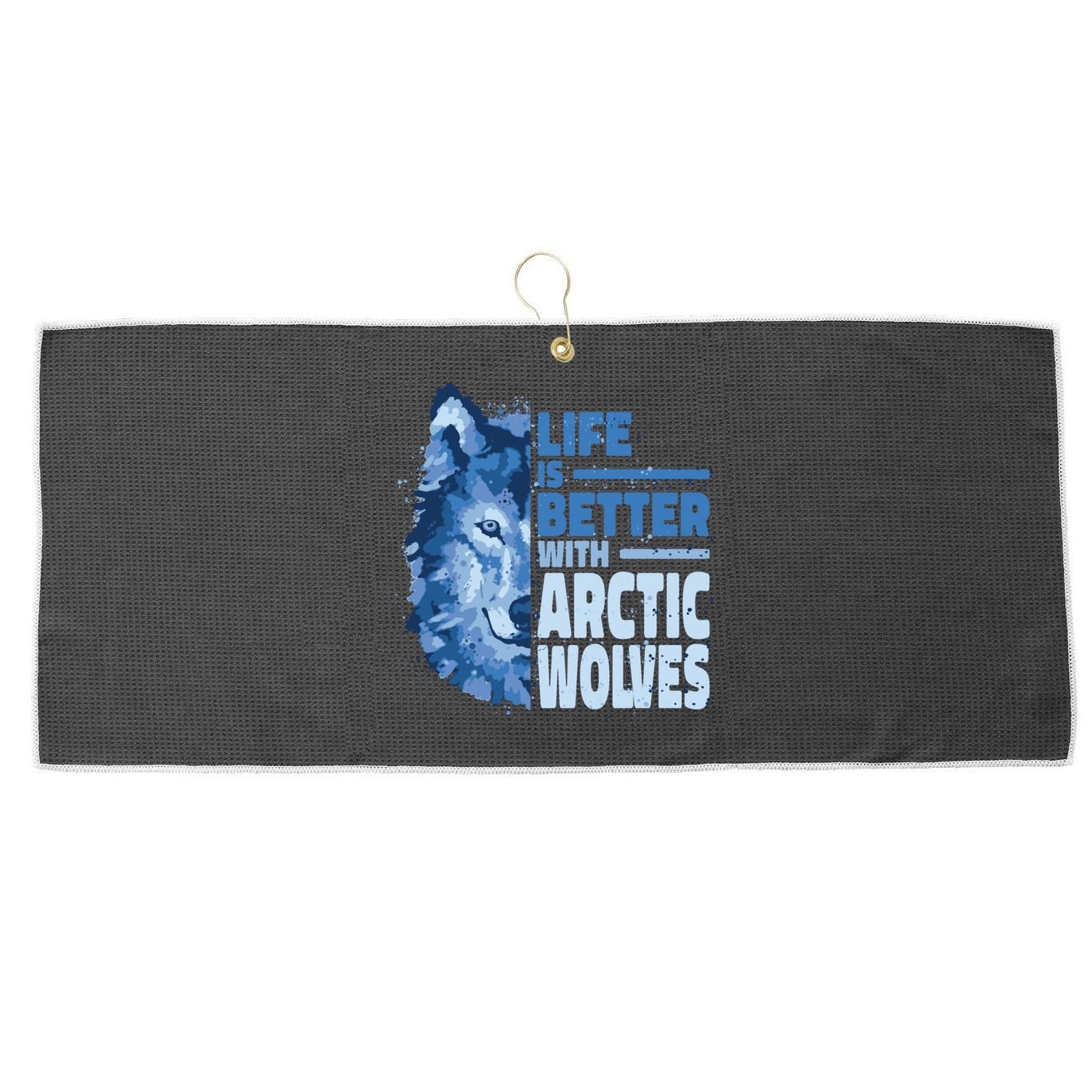 Life Is Better With Arctic Wolves Retro Arctic Wolf Gift Large Microfiber Waffle Golf Towel