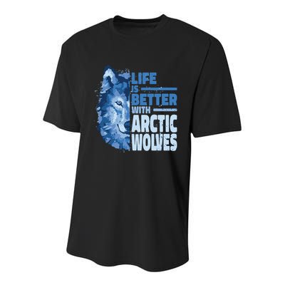 Life Is Better With Arctic Wolves Retro Arctic Wolf Gift Youth Performance Sprint T-Shirt