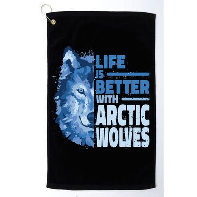 Life Is Better With Arctic Wolves Retro Arctic Wolf Gift Golf Towel