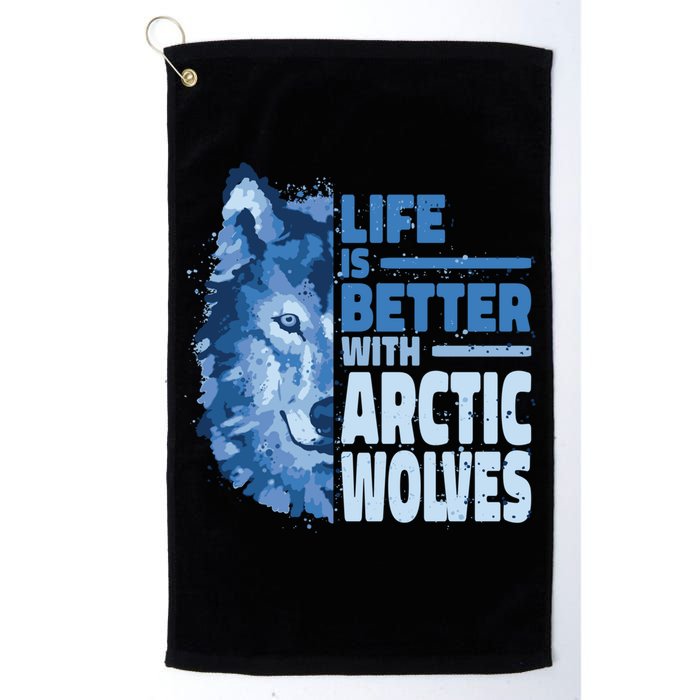 Life Is Better With Arctic Wolves Retro Arctic Wolf Gift Golf Towel